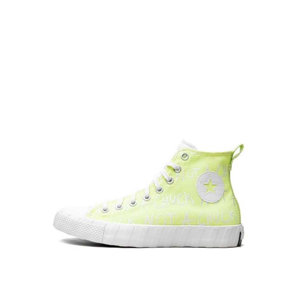 Converse CTAS Not Chuck Embroidery High Top Neon Green Sneakers Sz W 7 K 5 NEW